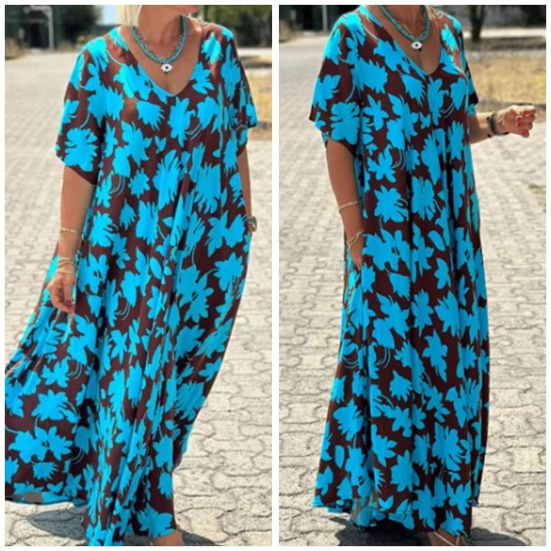 Stylish Printed V-Neck Dress
