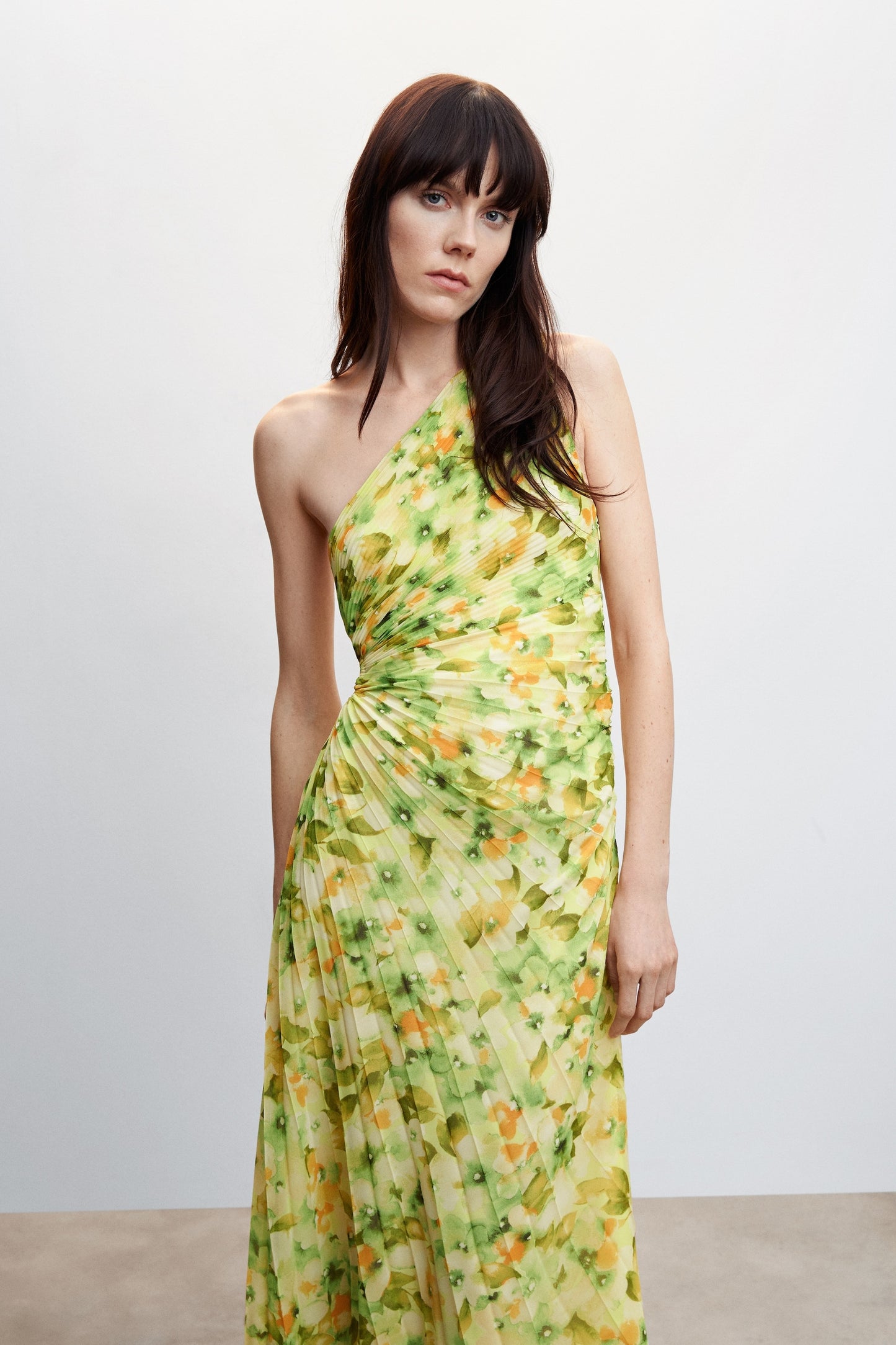 Floral Printed One Shoulder Maxi Dress