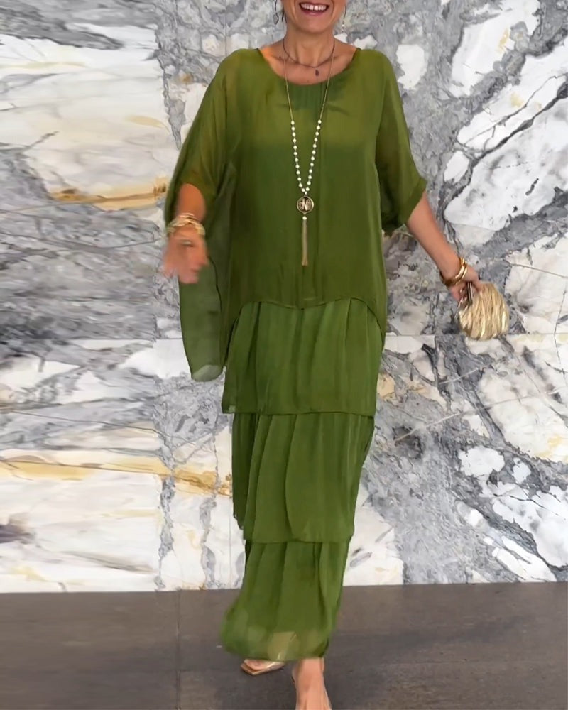 ARTISTIC STYLE CHIFFON LOOSE DRESS