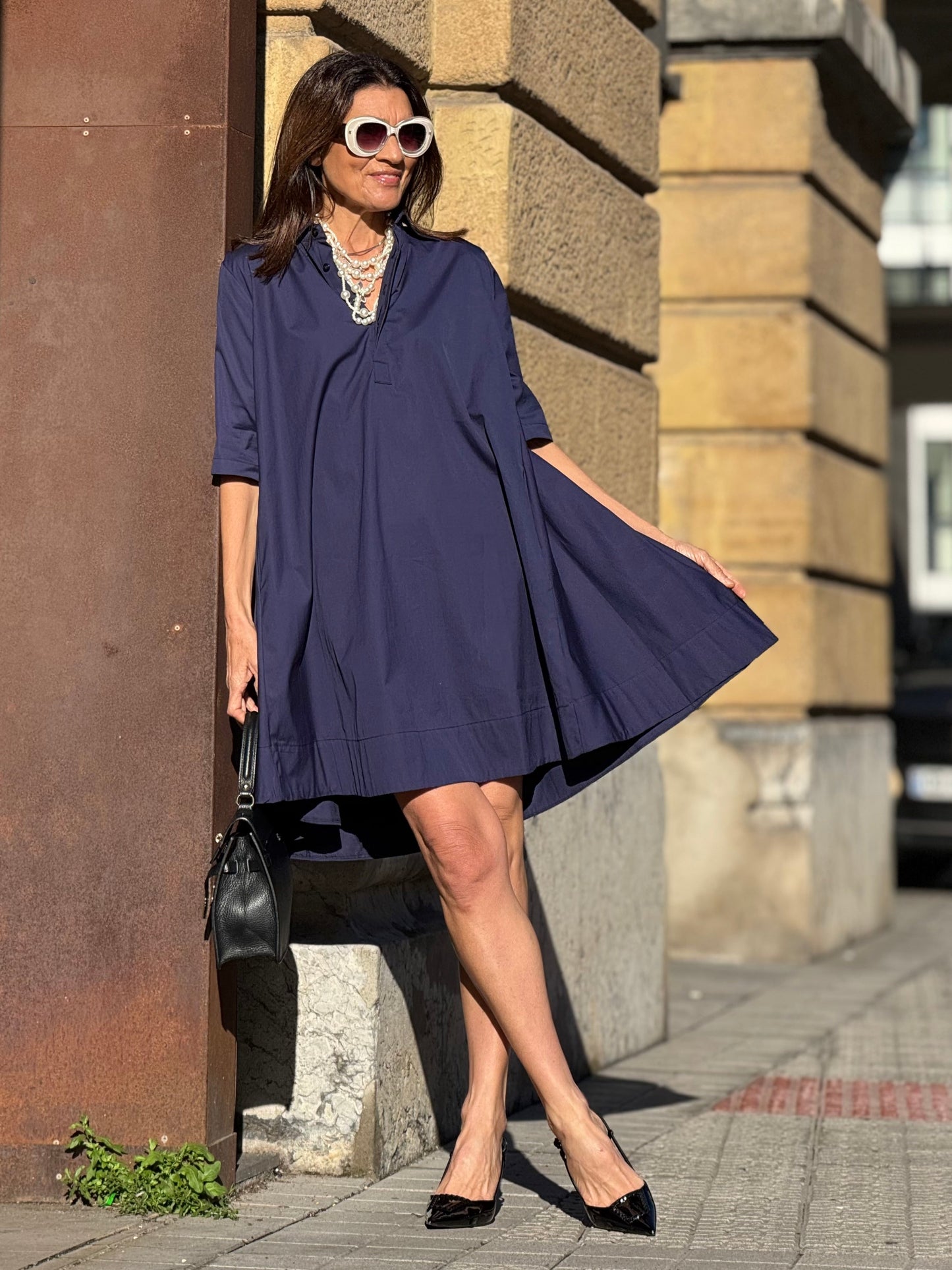 Cotton Short Sleeve Shirt Dress