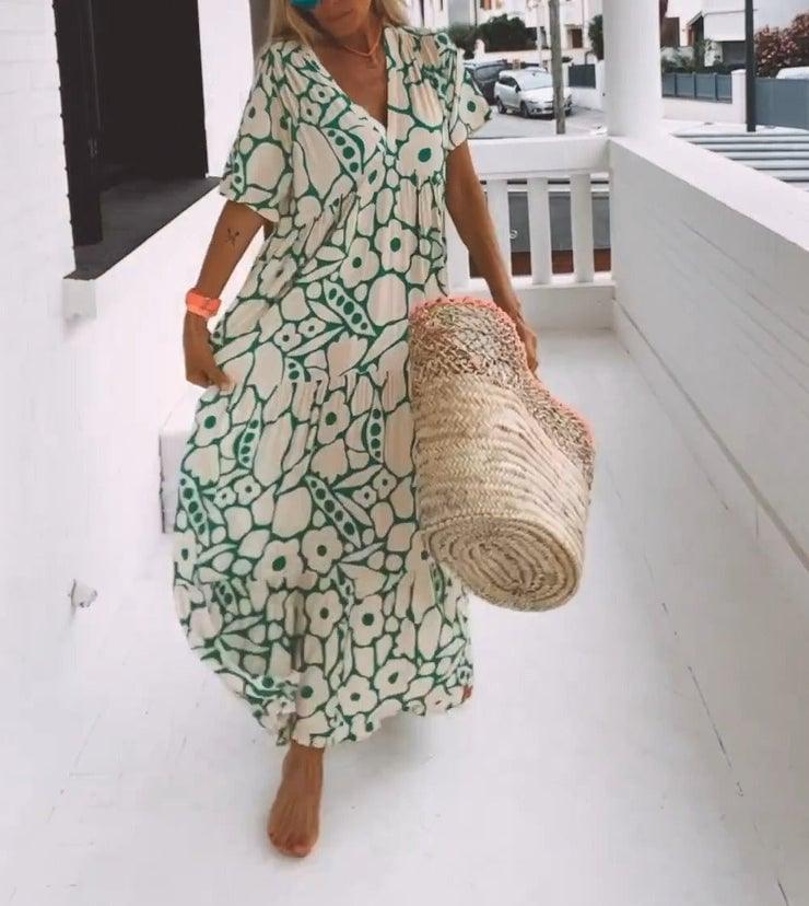 Summer New Short-sleeved Printed Dress