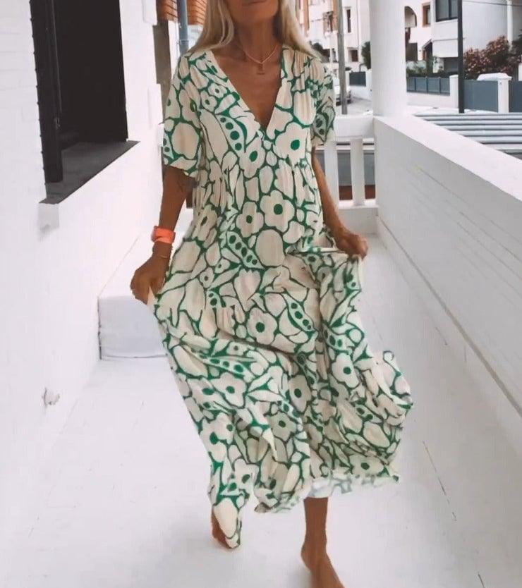 Summer New Short-sleeved Printed Dress