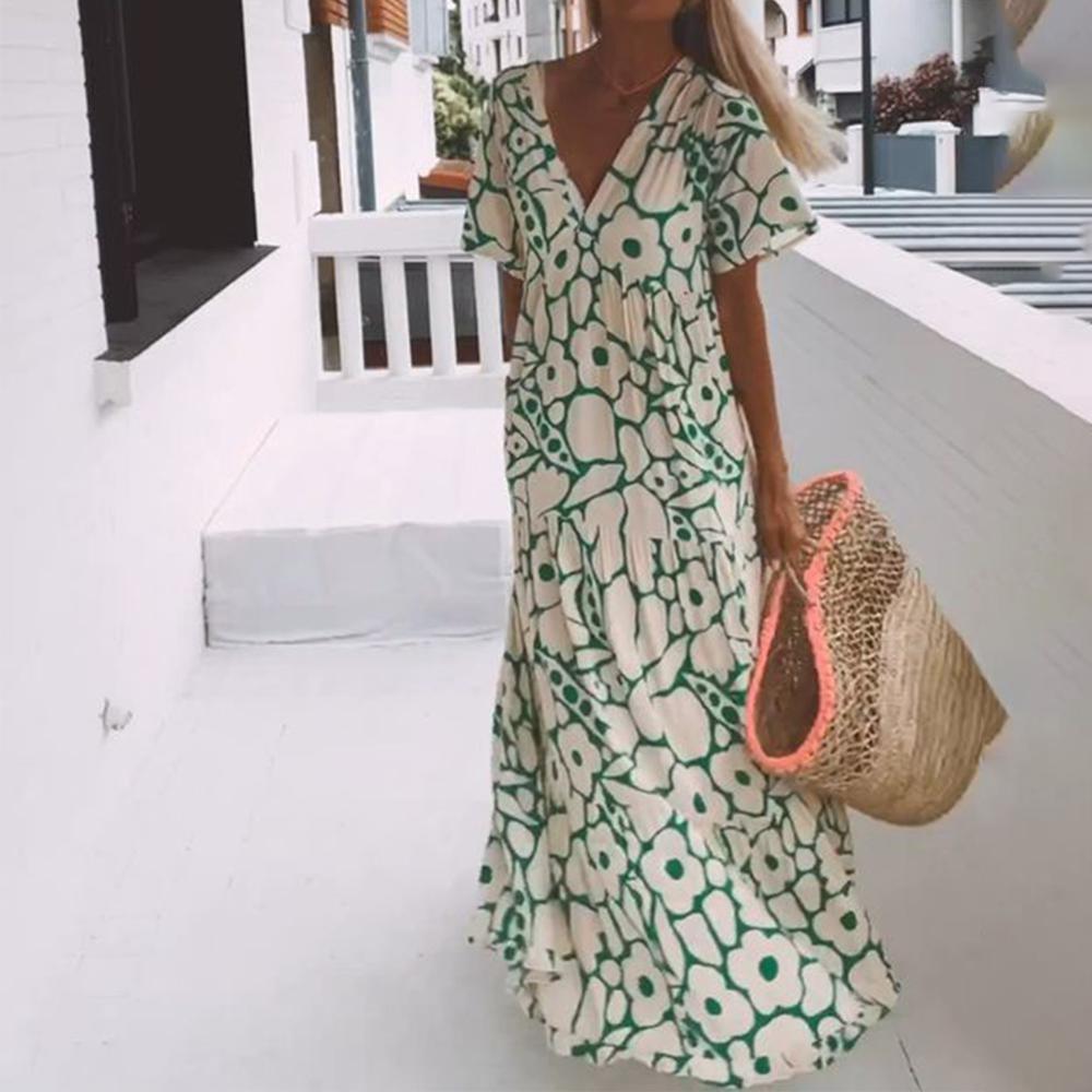 Summer New Short-sleeved Printed Dress
