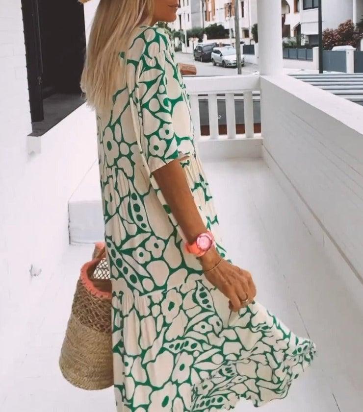 Summer New Short-sleeved Printed Dress