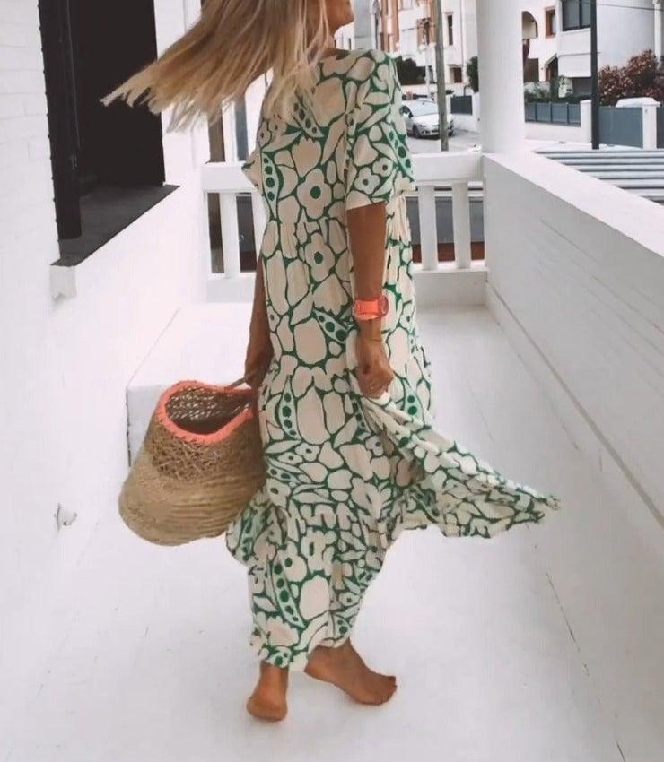 Summer New Short-sleeved Printed Dress