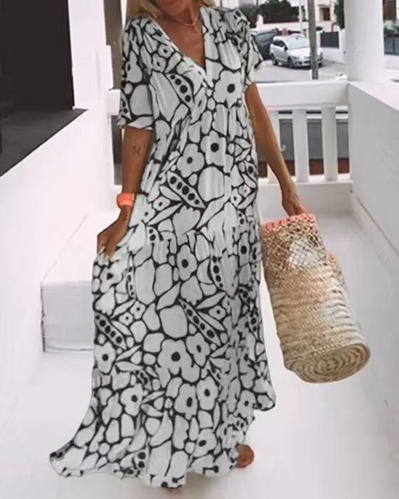 Summer New Short-sleeved Printed Dress