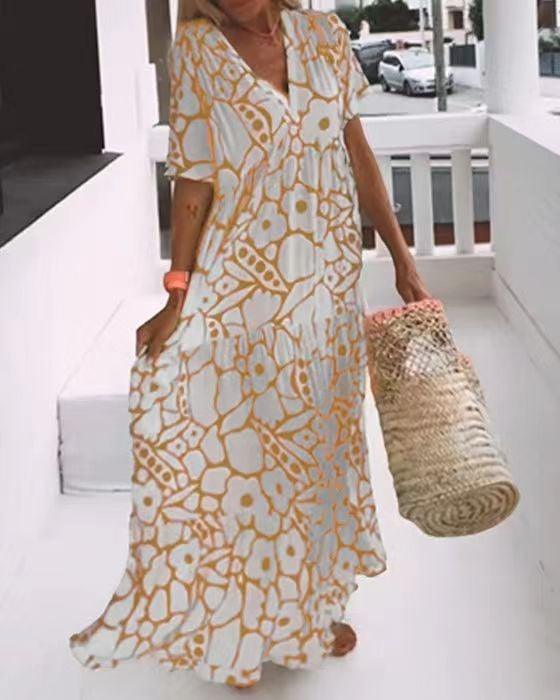 Summer New Short-sleeved Printed Dress