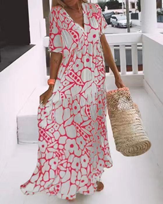 Summer New Short-sleeved Printed Dress