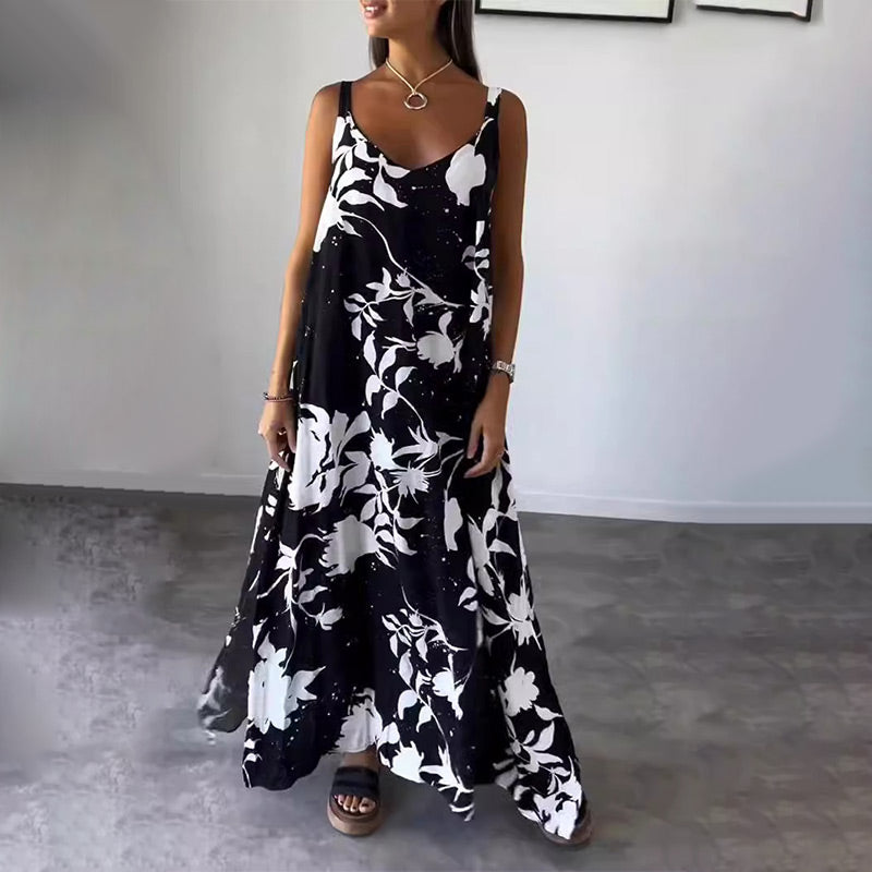 Cotton floral women's sleeveless dress