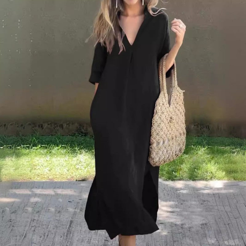 Elegantní šaty s výstřihem do V