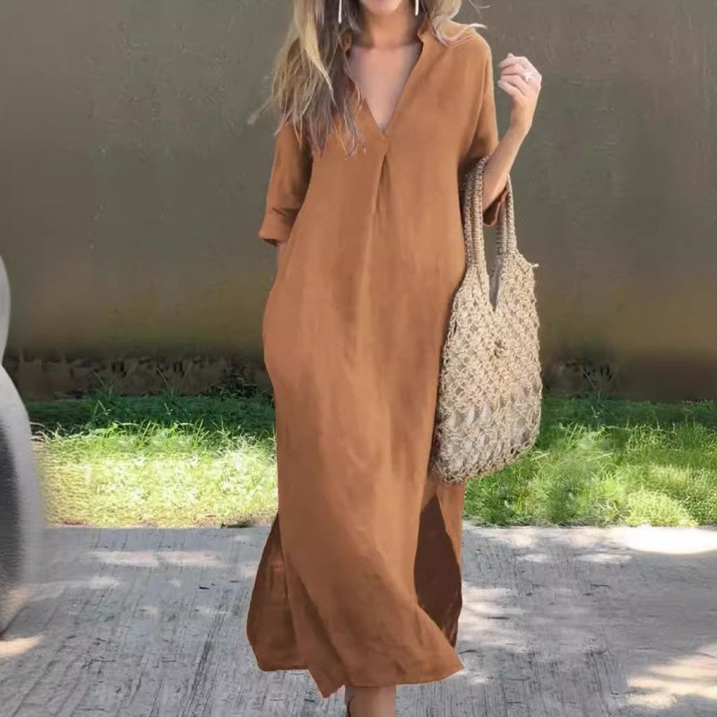 Elegantní šaty s výstřihem do V