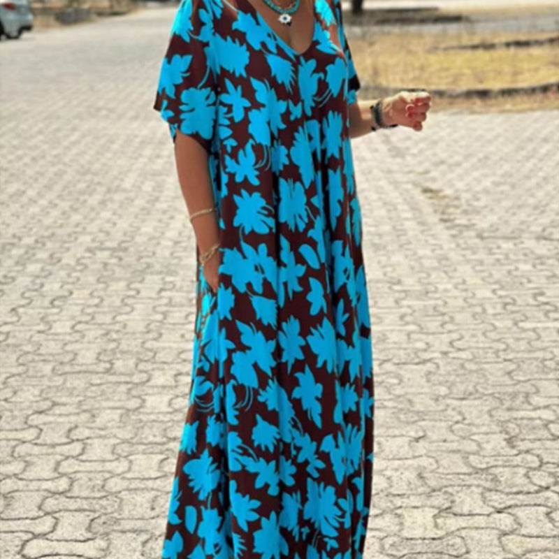 Stylish Printed V-Neck Dress