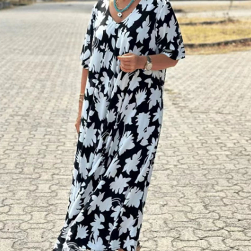 Stylish Printed V-Neck Dress