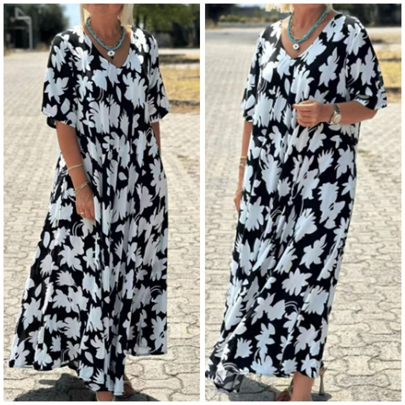 Stylish Printed V-Neck Dress
