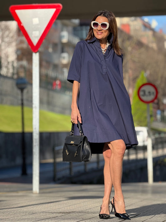 Cotton Short Sleeve Shirt Dress