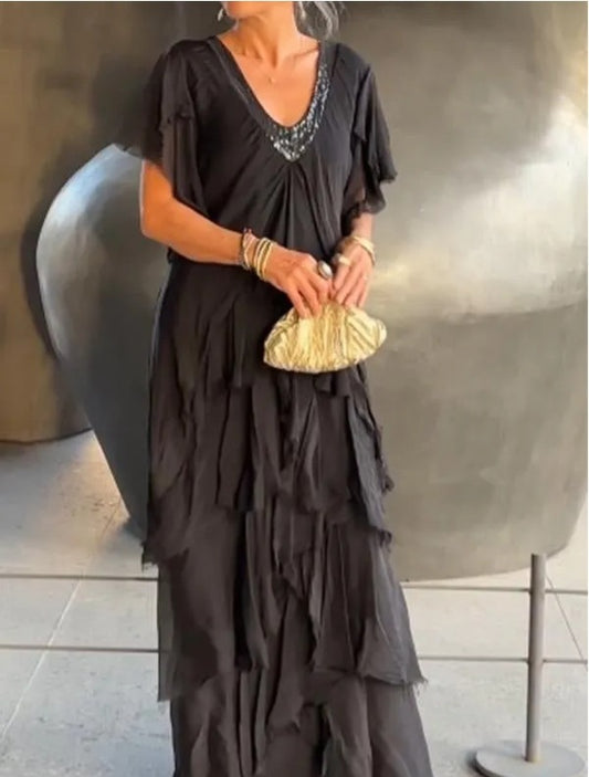 Elegant V-neck Maxi Dress