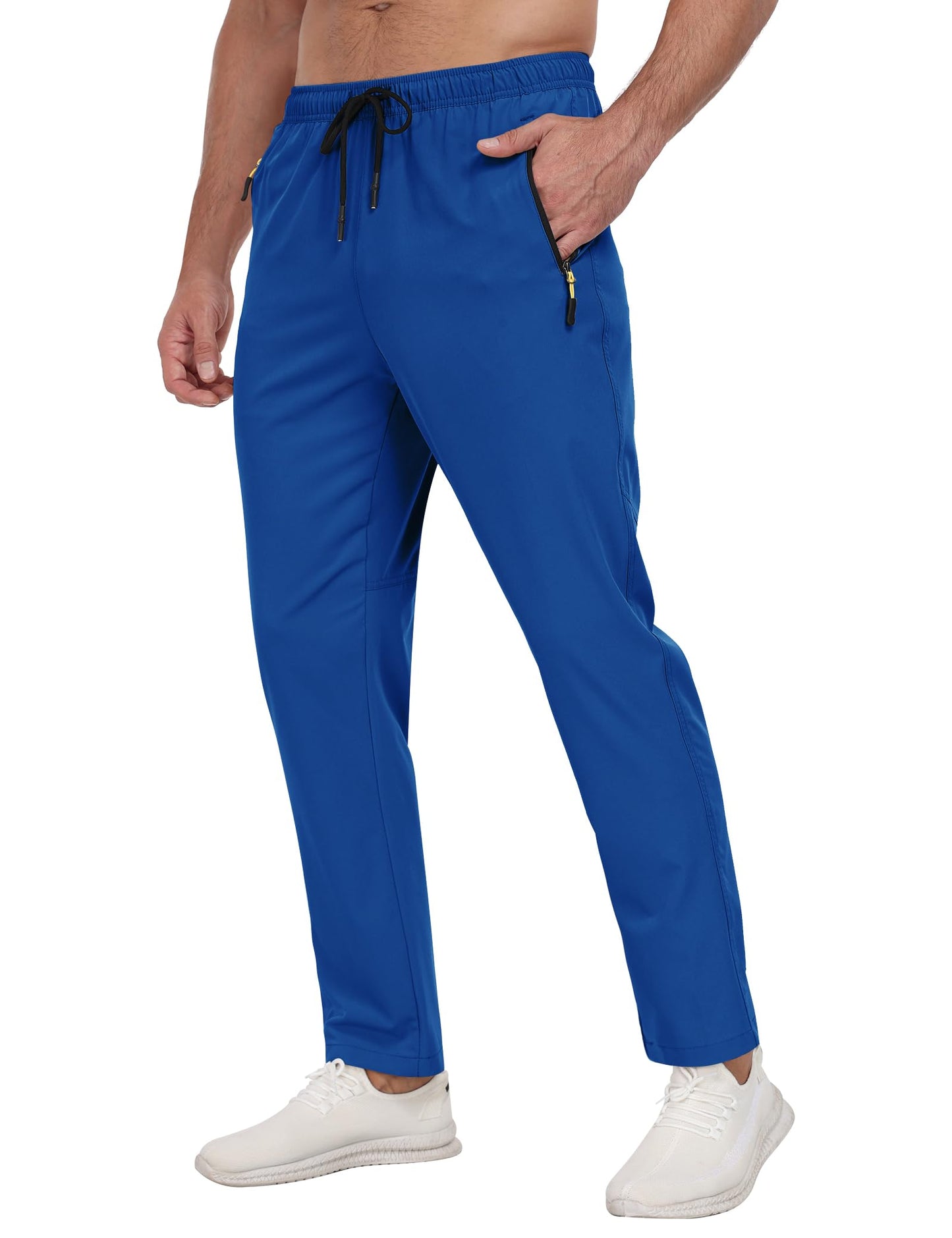 Men's Sweatpants Lightweight Workout Pants with Zipper Pockets Elastic Waist Athletic Pants
