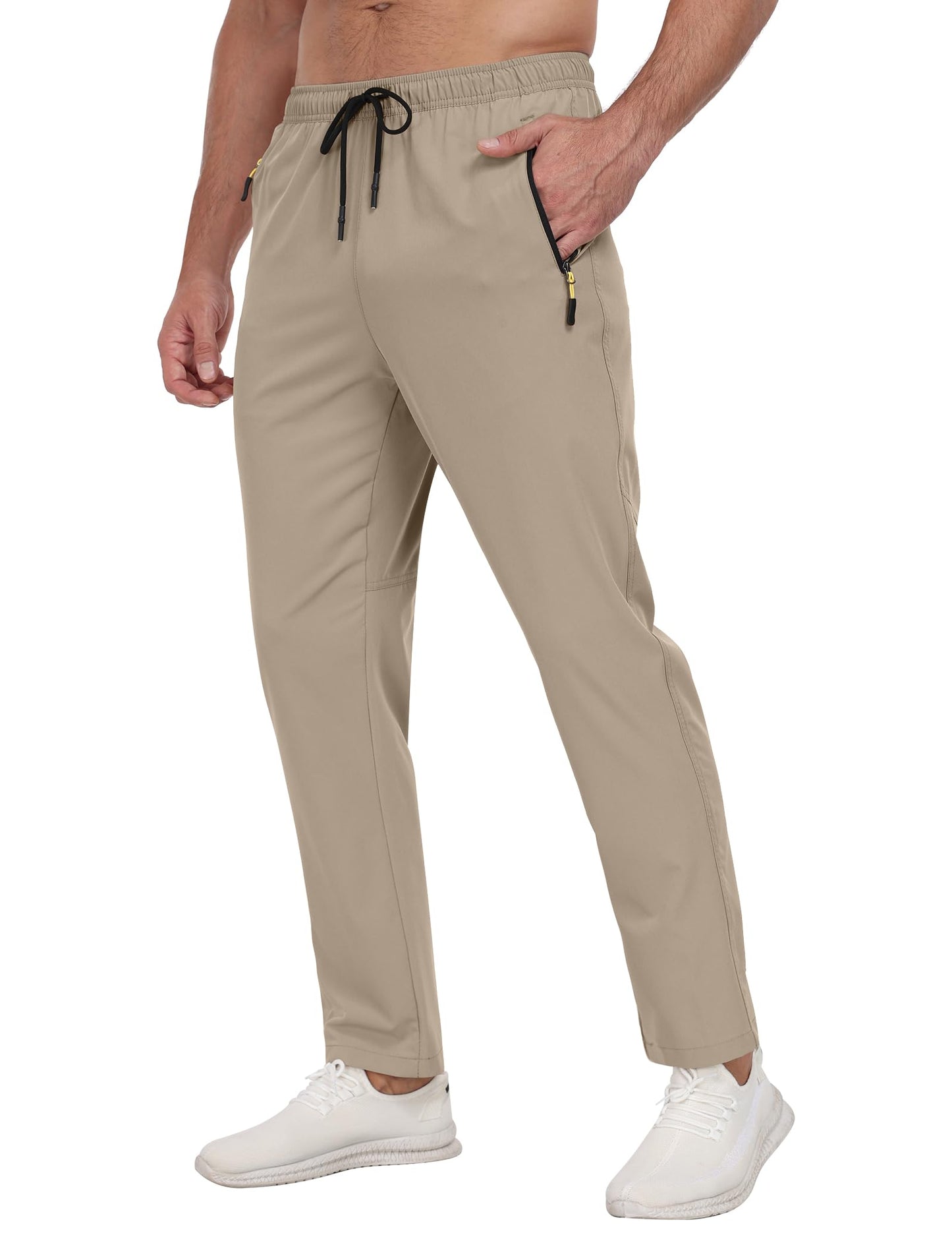 Men's Sweatpants Lightweight Workout Pants with Zipper Pockets Elastic Waist Athletic Pants