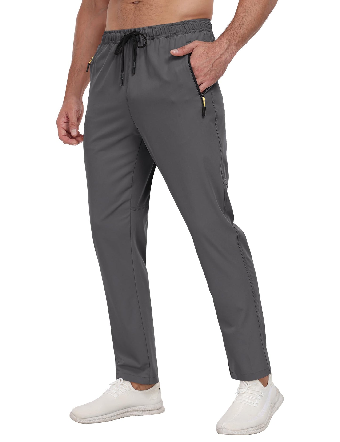 Men's Sweatpants Lightweight Workout Pants with Zipper Pockets Elastic Waist Athletic Pants