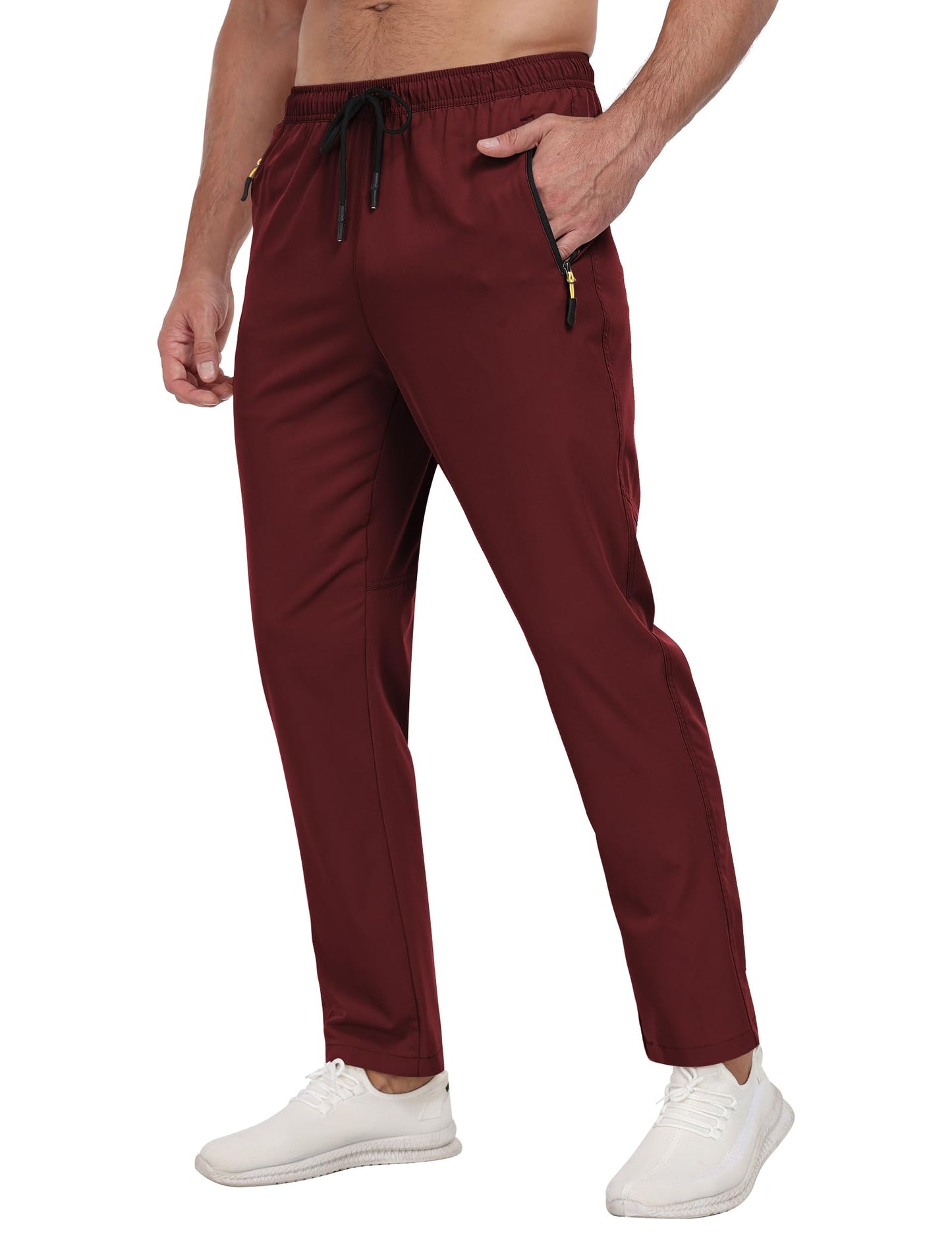 Men's Sweatpants Lightweight Workout Pants with Zipper Pockets Elastic Waist Athletic Pants