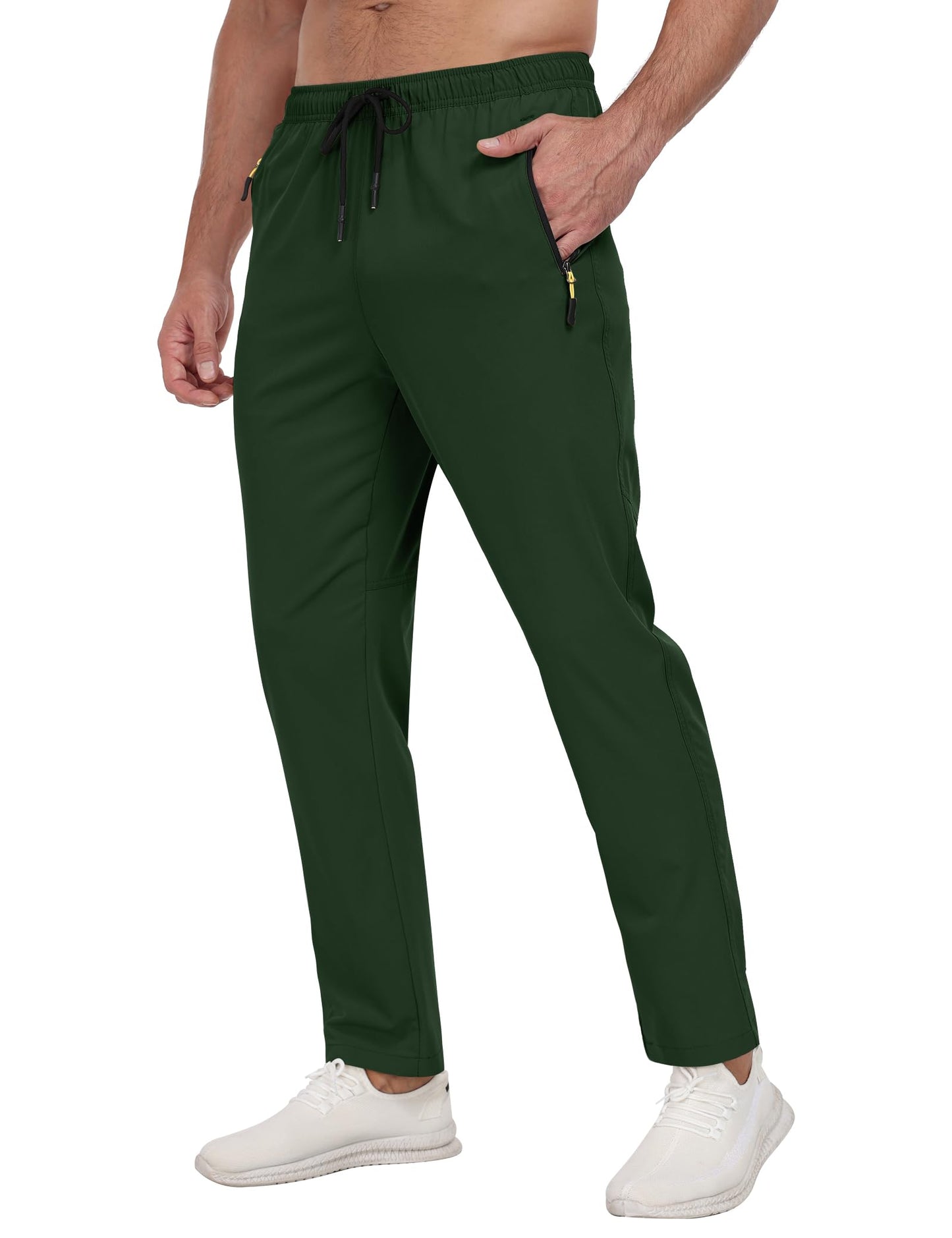 Men's Sweatpants Lightweight Workout Pants with Zipper Pockets Elastic Waist Athletic Pants