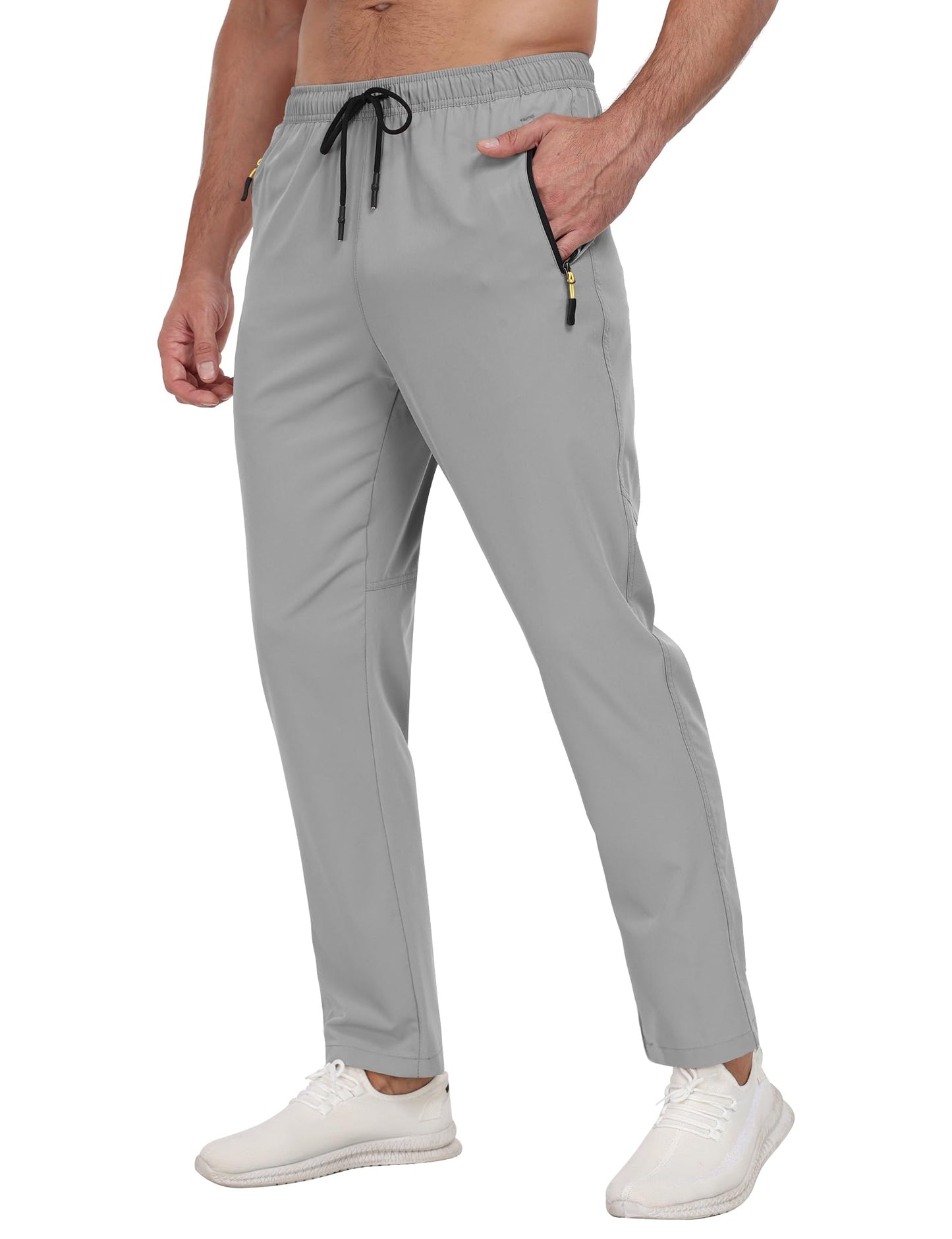 Men's Sweatpants Lightweight Workout Pants with Zipper Pockets Elastic Waist Athletic Pants