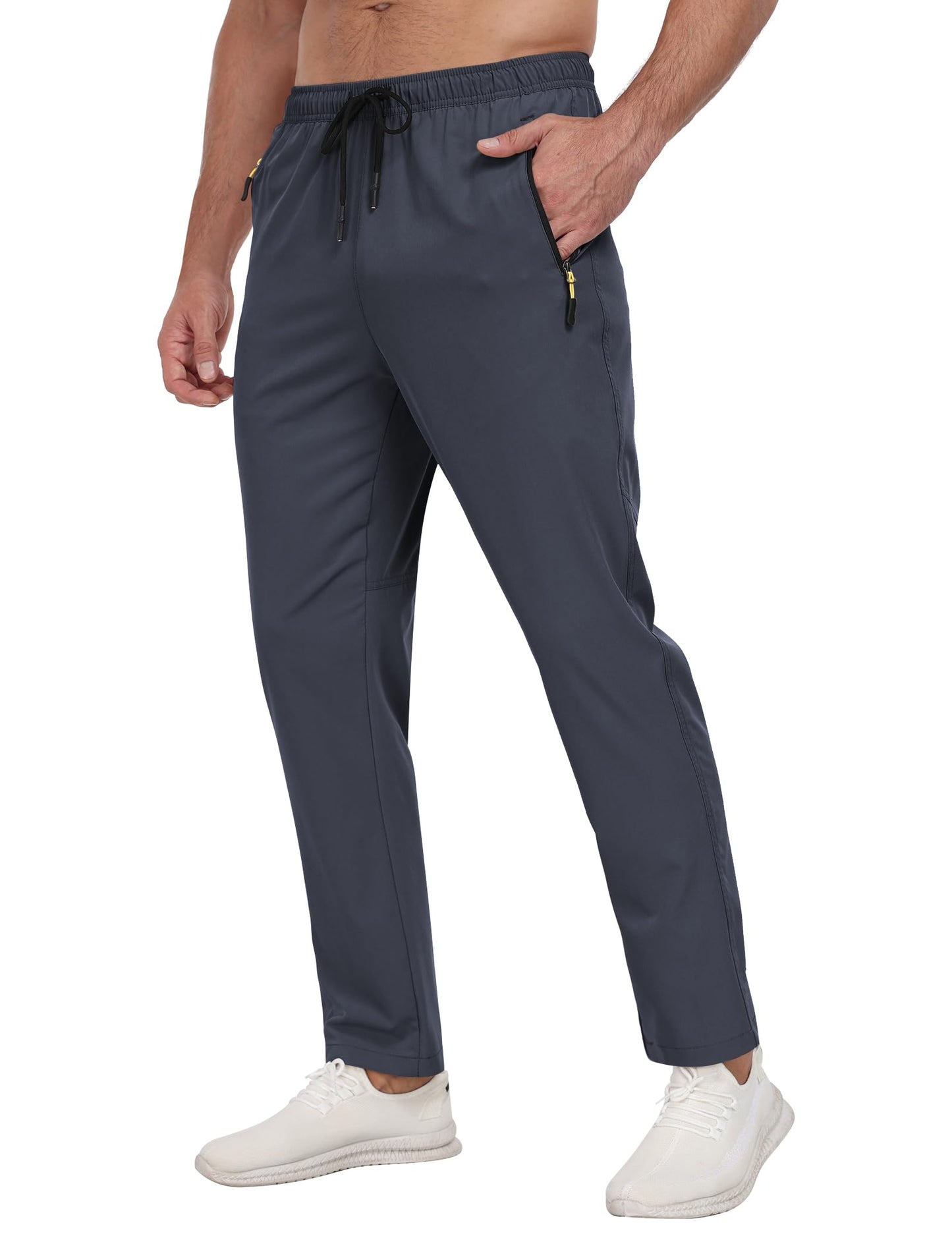 Men's Sweatpants Lightweight Workout Pants with Zipper Pockets Elastic Waist Athletic Pants