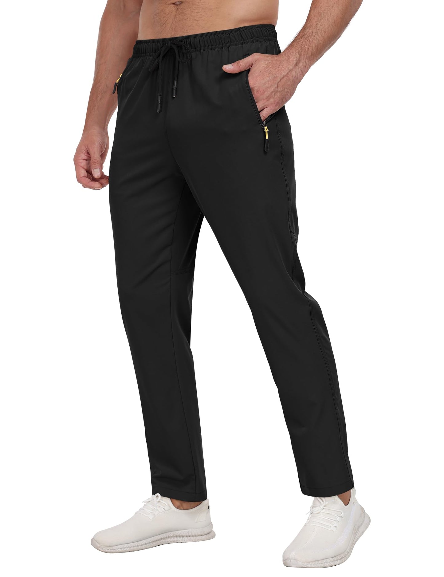 Men's Sweatpants Lightweight Workout Pants with Zipper Pockets Elastic Waist Athletic Pants