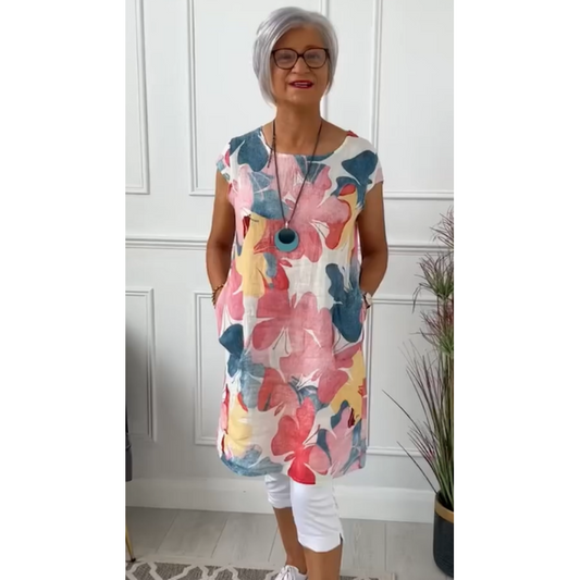 100% linen skirt with butterfly print for spring/summer
